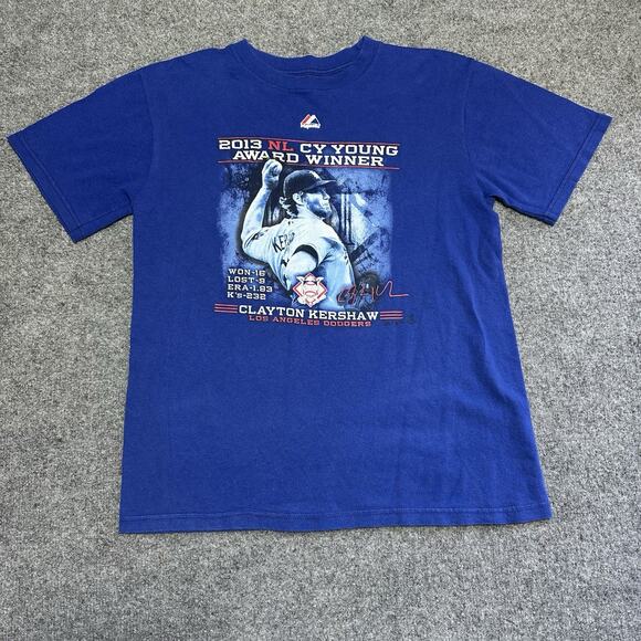Majestic MLB Clayton Kershaw CY Young Award Winner Youth T-Shirt Sz (Lg) Dodgers - Picture 1 of 9